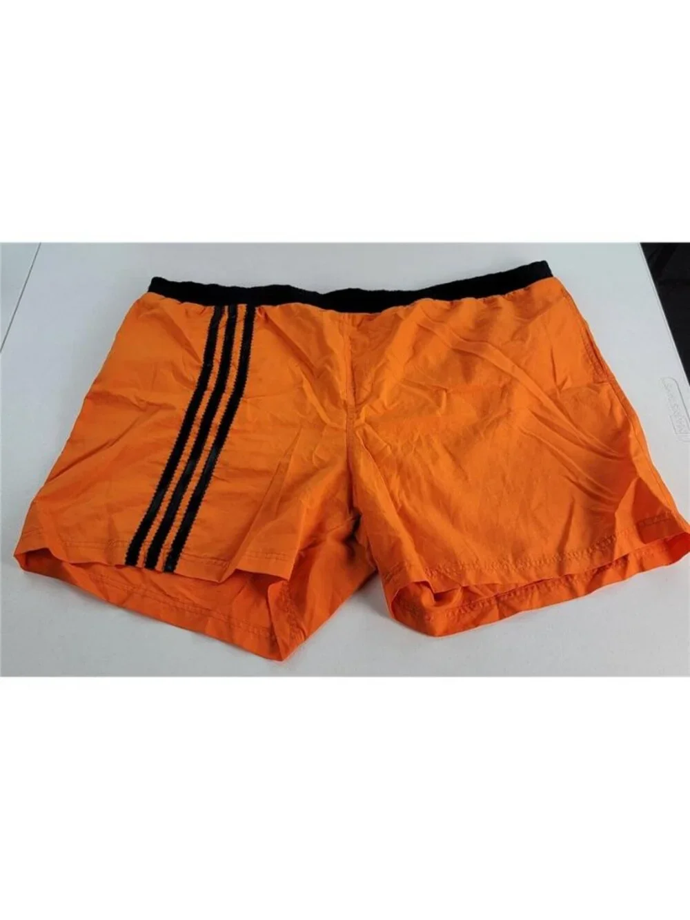 Vintage Adidas 3-Stripes Swim Trunks XXL Bright Orange Mesh Lined Drawstring